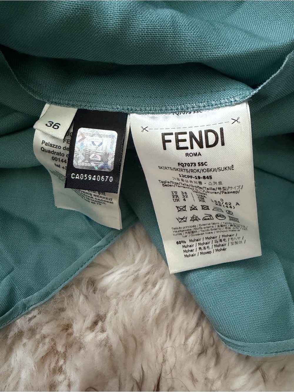 Fendi Pleated Midi Skirt in Teal 36 - Picture 3 of 5